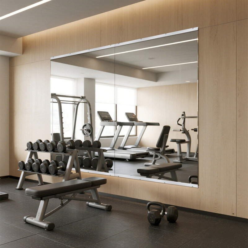 Oversized Home Gym Mirror for Wall, Frameless Rectangle Full Length Wall Mirror, 72" x 46", 4