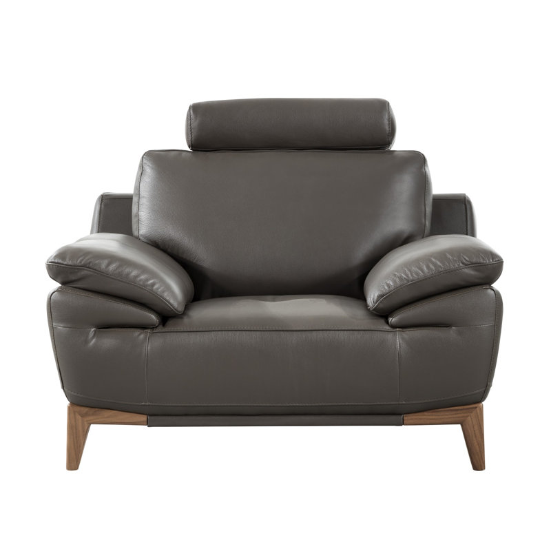 Mehaffey Leather Armchair, Gray Genuine Leather