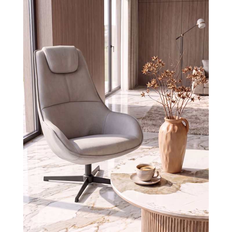 Upholstered Fabric Swivel Armchair