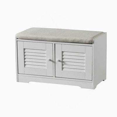 29.5"Shoe Storage Bench with 2 Door Cabinet, Entryway Bench with Shoe Storage, Shoe Bench with Cushion, Adjustable Shelves by Highland Dunes