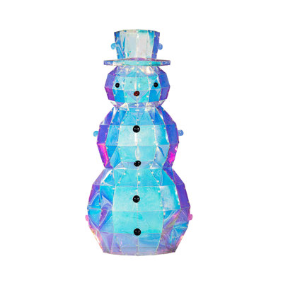 LED Iridescent Snowman PVC Garden Statue, 33.5"H