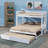 Twin-Size Bunk Bed Accompanied By An Extendable Trundle Bed Beneath-1721002525