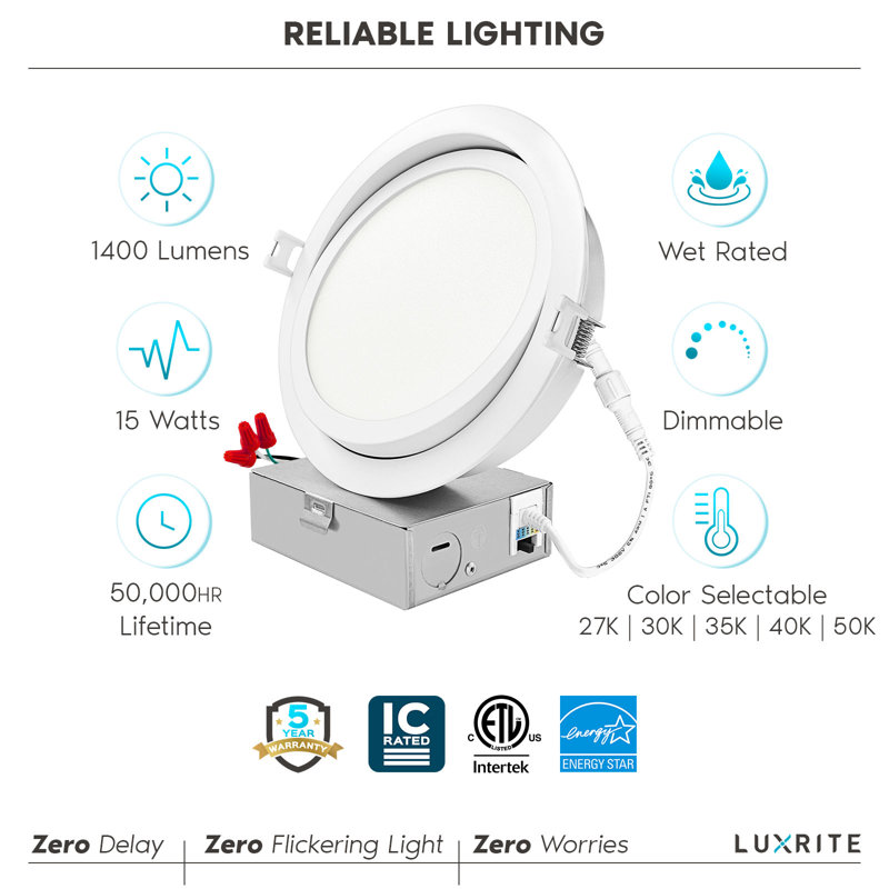 Ensemble d'éclairage encastré ultra-plat à DEL 6 po
