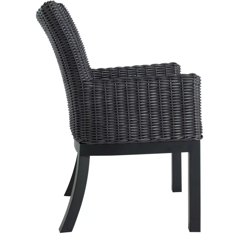 Montecito Woven N-Dura Resin Wicker Outdoor Dining Arm Chair - Onyx, No, Verona Fossil