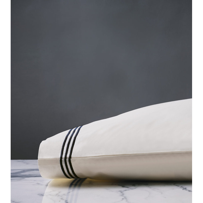 Tessa Egyptian Cotton Pillowcase, Ivory/Black, Queen Pillowcase