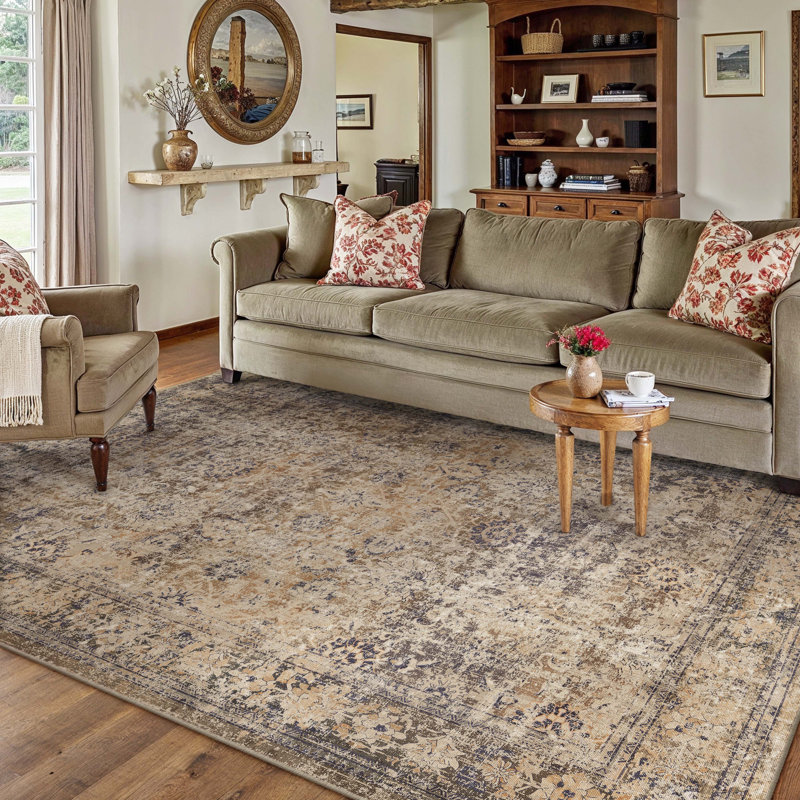 Lillian Brown Vintage Area Rug, Rectangle 6' x 9'