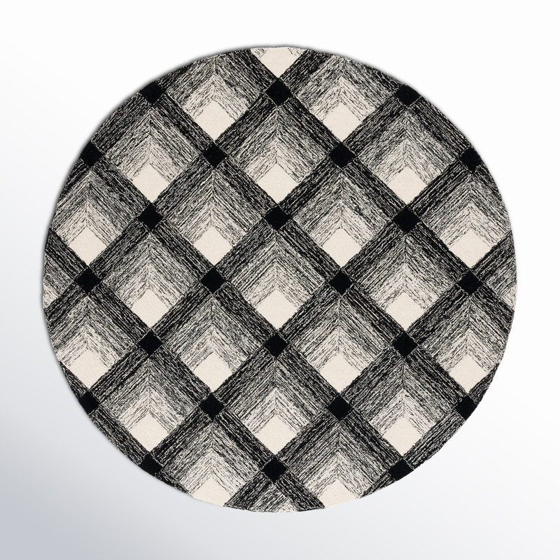 Robbie Wool Geometric Indoor Rug, Round 6'