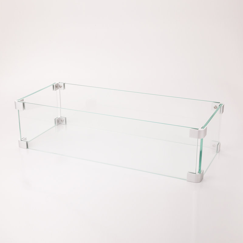 Pare-flammes rectangulaire en verre 19,1 po (verre) - Pare-vent en verre trempé et profilés en aluminium