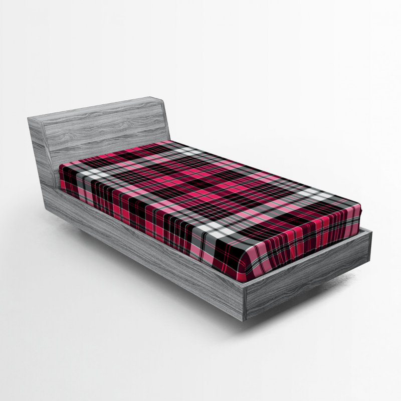 Microfiber Plaid Fitted Sheet, Twin XL Fitted Sheet, Pink Plaid 2