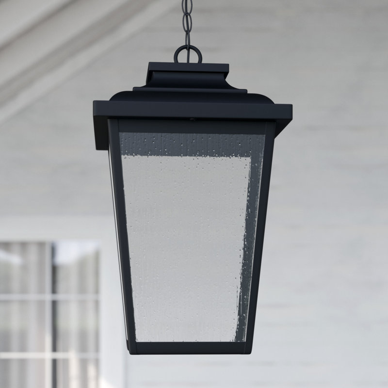 1 - Light Outdoor Hanging Lantern, 21" H × 12.5" W × 12.5" D