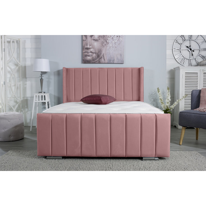 Apperton Upholstered Bed Frame, Double (4'6), Pink