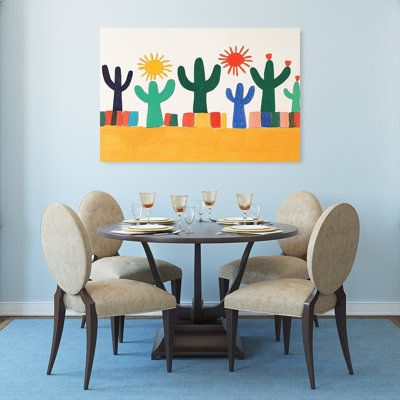 Reproduction d'art mural «Playful Desert Cacti Colorful Minimalist Playful Cactus Landscape Nature»