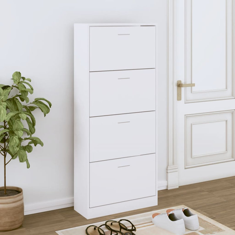 12 Pair Flip Down Shoe Storage, White