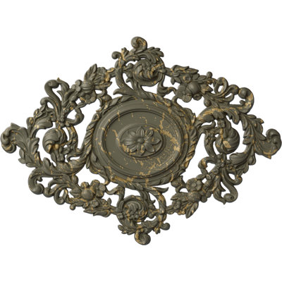 Endurathane Katheryn Ceiling Medallion, 22 1/2"W x 30 3/8"H x 1 1/2"P, Hand-Painted Witch Hazel Crackle Finish