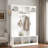 Modern Hall Tree With Adjustable Shelves, Side Cabinets, Top Compartments And Hooks-816008610