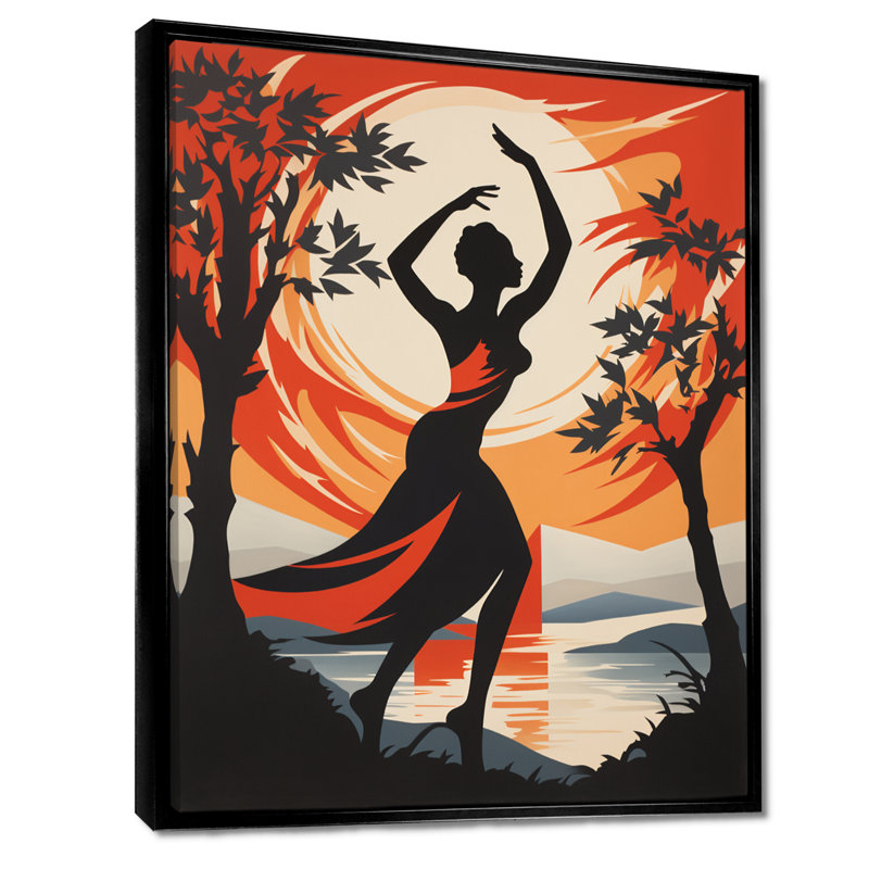«Dancing Under The Full Moon - Dancer», reproduction d'art murale, Cadre flottant noir, H 20 po x l 12 po