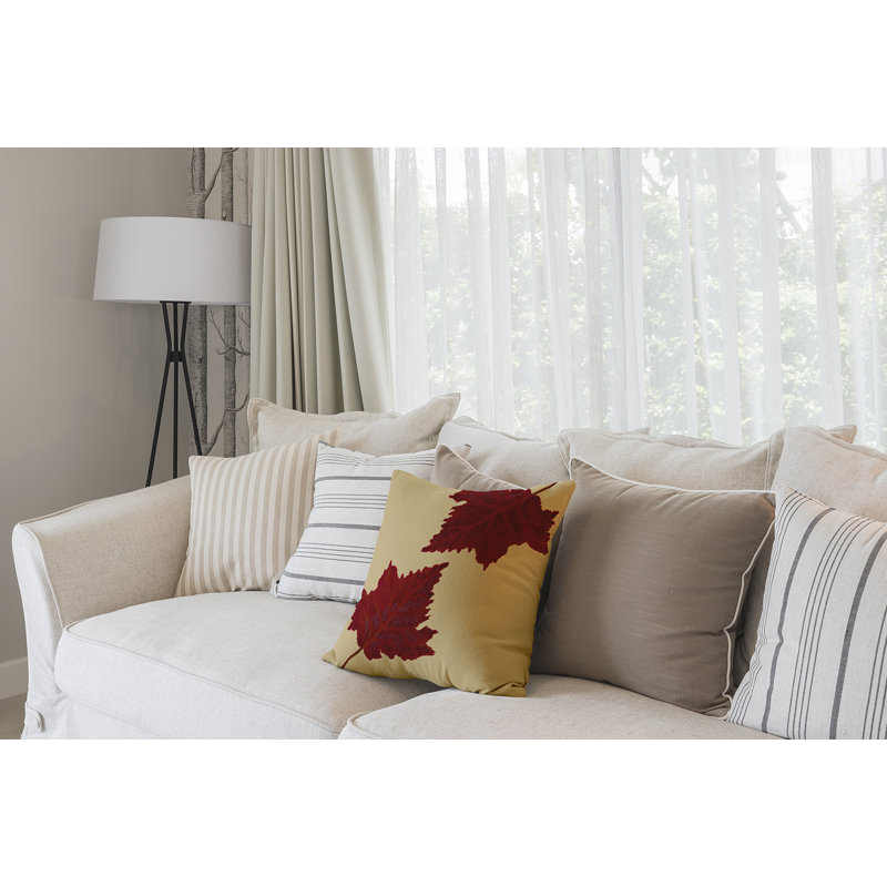 Floral Reversible Throw Pillow, 18" H x 18" W, Gold