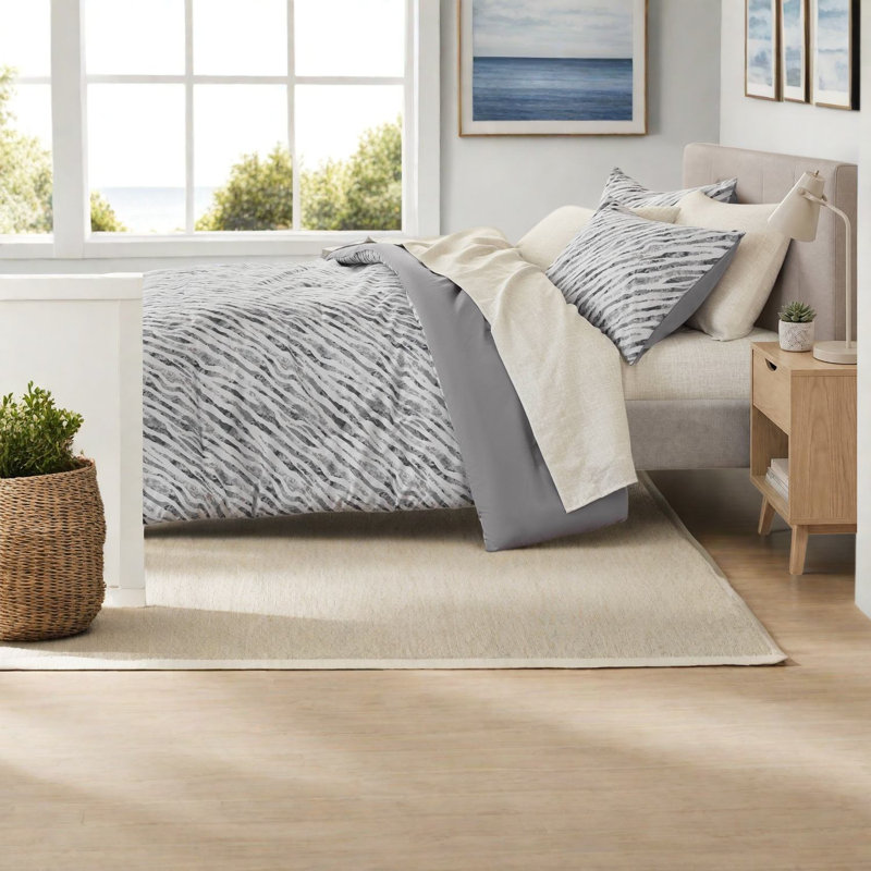 Ensemble de literie, ensemble de draps simple en polyester TG, gris moderne