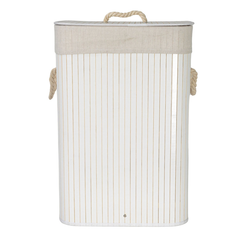 Panier à linge en bambou Grove avec poignées en corde, couvercle et sac à linge amovible lavable à la machine, 19 gallons