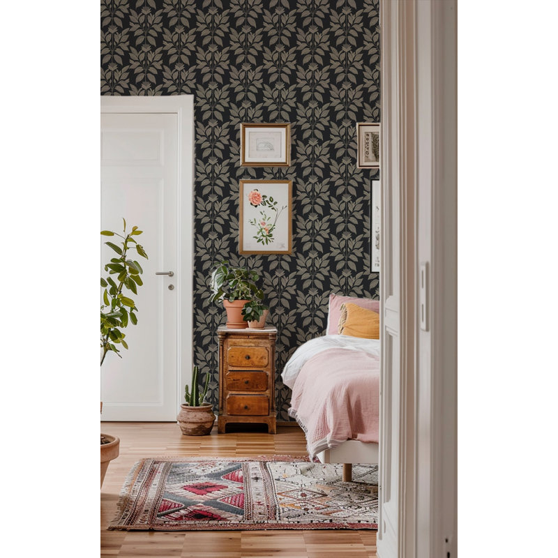 Wayward Petal - Floral Wallpaper, Non-Pasted, Non-Woven, Driftwood Taupe
