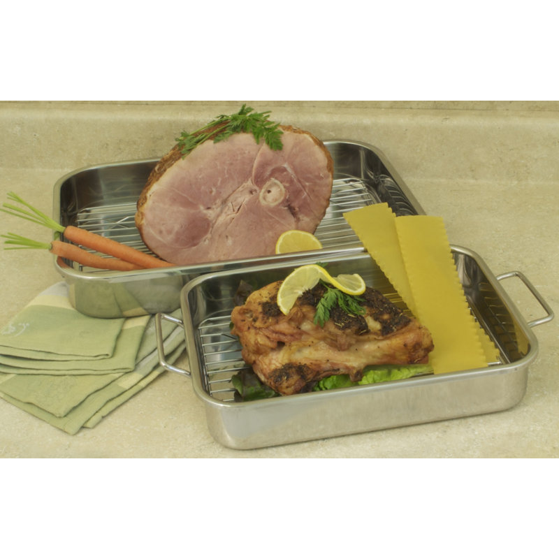 Stainless Steel 4-Piece Lasagna and Roasting Pan Set with Handles