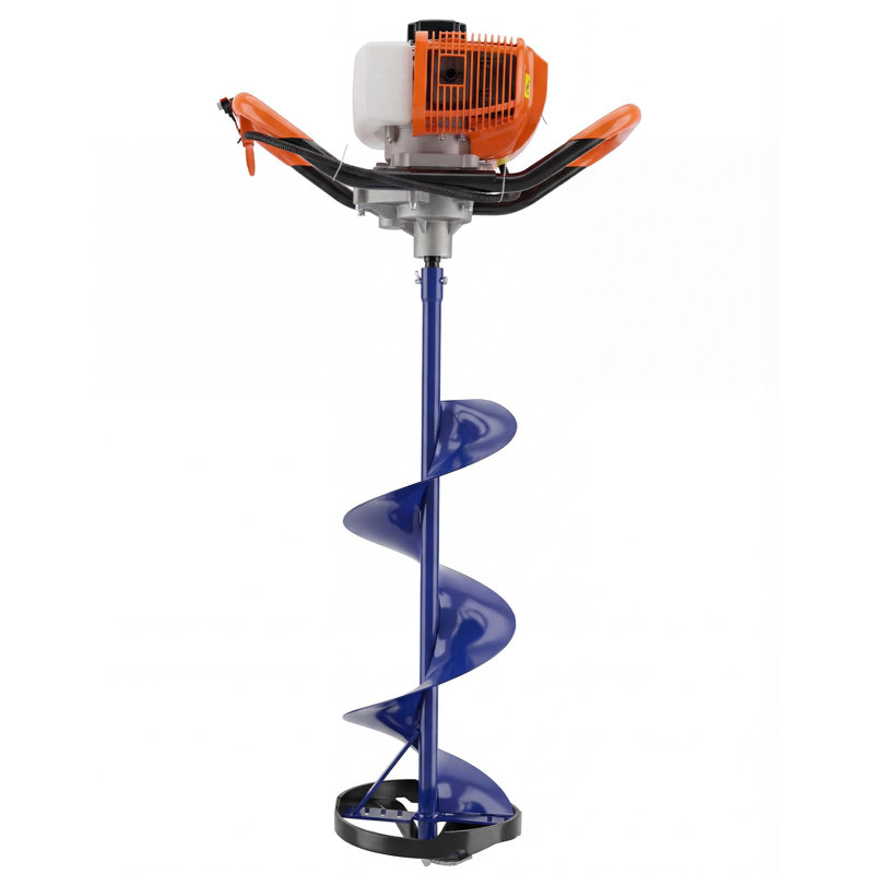 Tarière à gaz 2 temps 52CC pour pêche sur glace - Mèche robuste de 10 po, longueur 31,5 po, ensemble d'outils manuels certifiés par l'EPA, perçage rapide, creuseuse de terre de jardin, équipée d'un diamant de glace de 25 cm