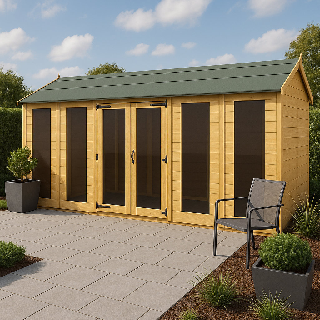 5ft x 14ft Apex Summer House (Full Height Window)