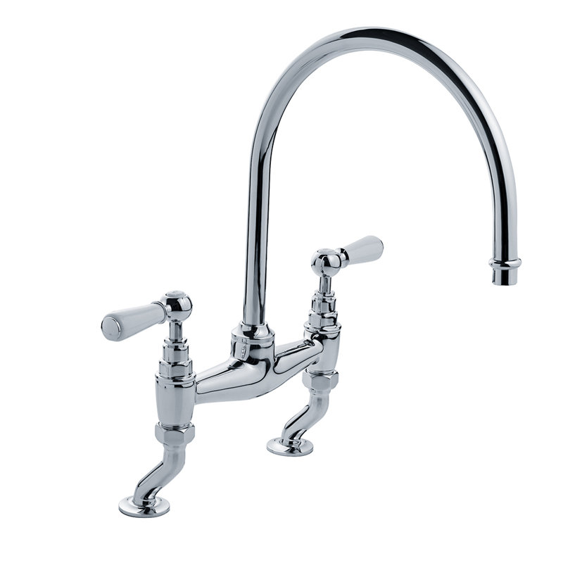 Classic Kitchen Bridge Faucet, Polished Chrome