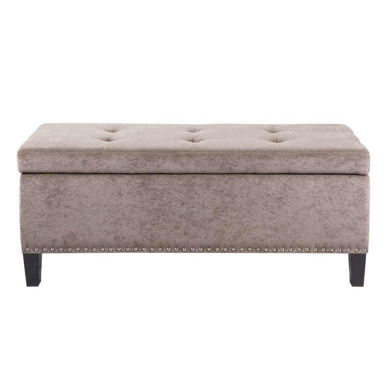Banc de rangement capitonné à fermeture douce, Taupe