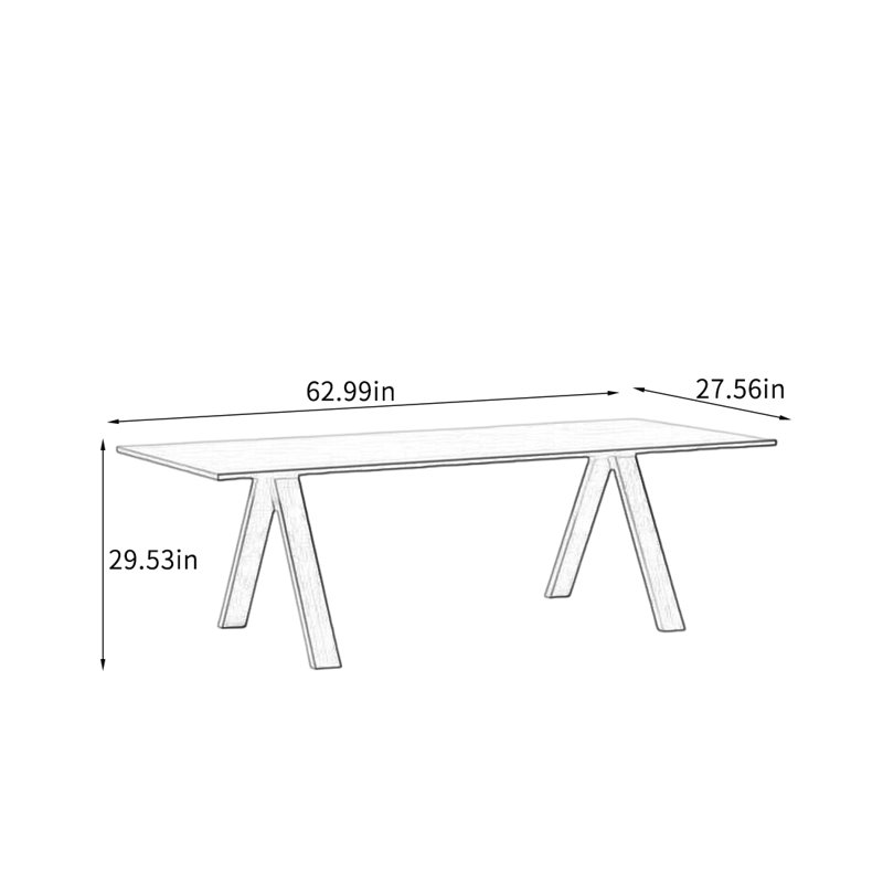 Solid Ash Dining Table - Natural & Sturdy., 29.53" H x 62.99" L x 27.56" W