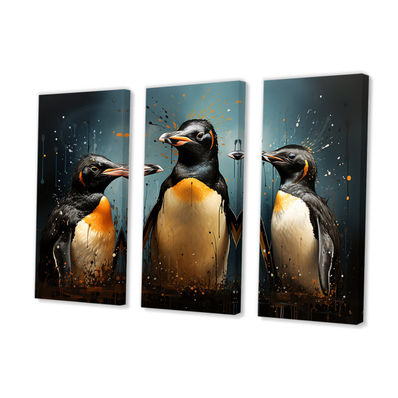 Chill and Chic Penguins - Penguin, ensemble d'art sur toile, H 32 po x l 48 po