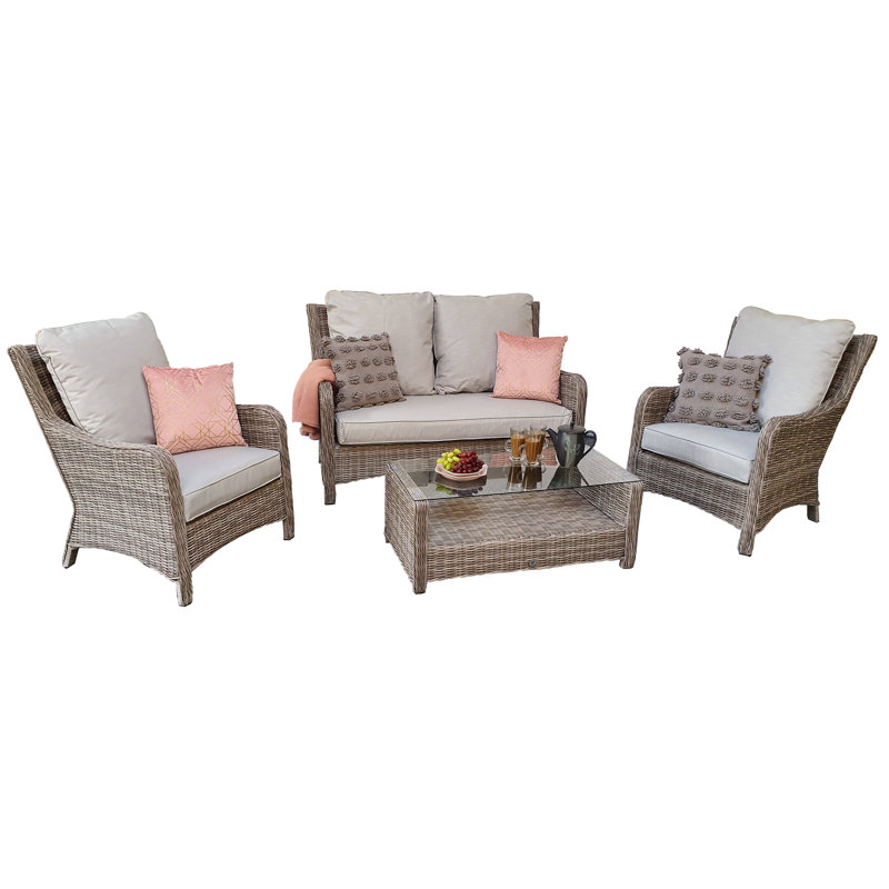 Bauerle 4 Seater Rattan Sofa Set