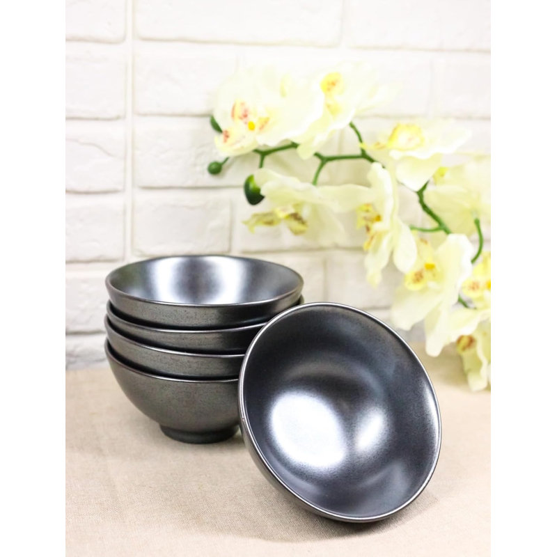 Ensemble de 6 petits bols à soupe de riz de la collection Tetsu Kesho noir 10 oz