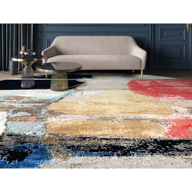 Hand Woven Silk and Wool Area Rug