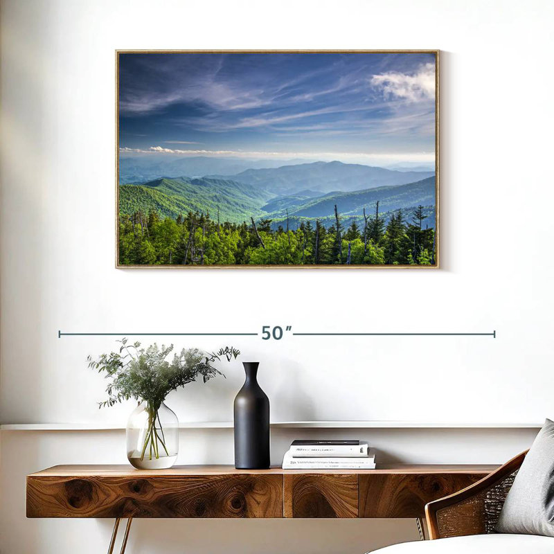 Clingmans Dome, paysage de montagne, Cadre flottant en bois naturel, 37 po x 25 po