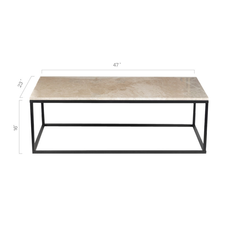 Evolve Genuine Marble Coffee Table For Living Room - Beige/Black 47", Beige/Black
