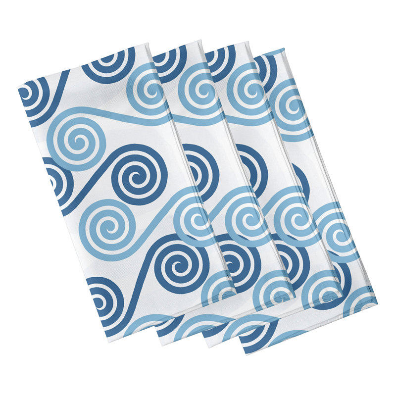 Cleatus Polyester Geometric Square Napkin, Blue