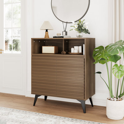 Fluted Storage Cabinet, Sideboard Buffet Cabinet with Storage,Modern Accent Cabinet with Adjustable Shelves for Living Room, Kitchen, Entryway by Wrought Studio