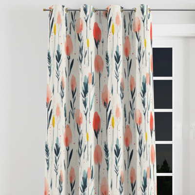 Rideaux Boho pour la chambre à coucher - Rideau à œillets Red Meadow Ikat - 1 panneau