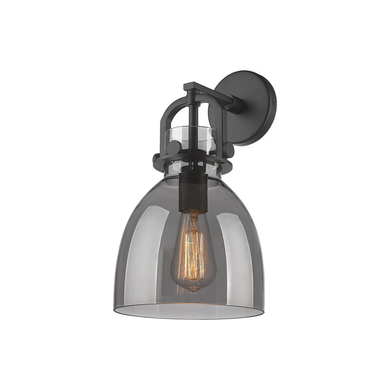 Borgen Armed Sconce, Plated Smoke, Bulb Not Included, Satin Nickel