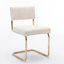 Fauteuil d'appoint moderne sans accoudoirs, 2 pièces, tissu en velours côtelé beige avec base en métal doré, capitonnage rainuré pour la salle à manger, capitonnage de la cuisine, chaises