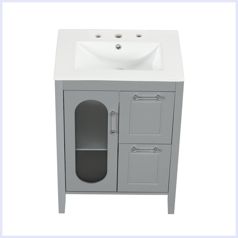 Meuble-lavabo moderne avec lavabo et tiroirs Modern, Gris