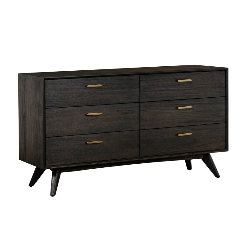 Commode double 6 tiroirs Byer, Brun