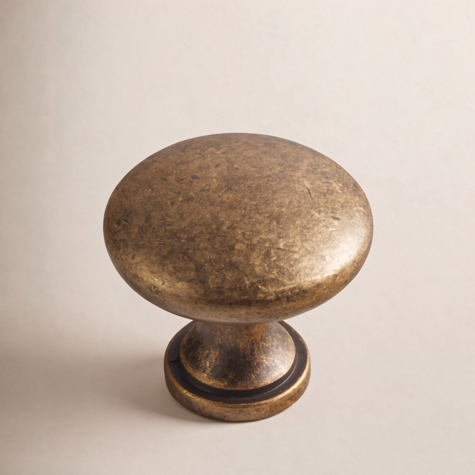 1.18" Mushroom Cabinet Knob, Antique Brass