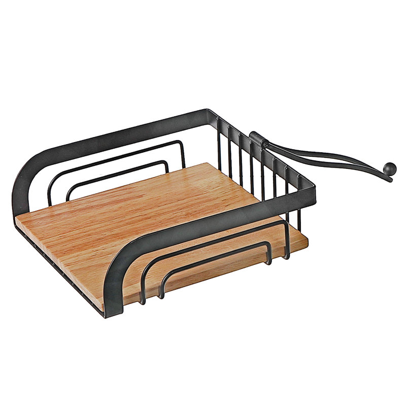 Porte-serviette avec fond en bois d'hévéa