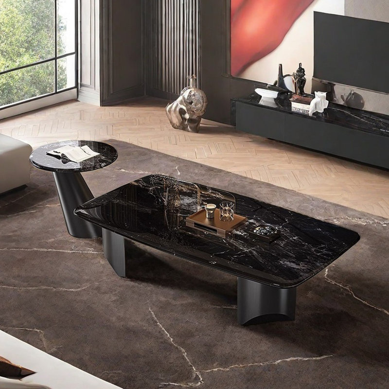 Table basse rectangulaire en pierre supercristalline, H 14,6 po x l 63 po x P 35,4 po