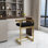 Chaise de bar 30 po en velours noir et doré et acier inoxydable
