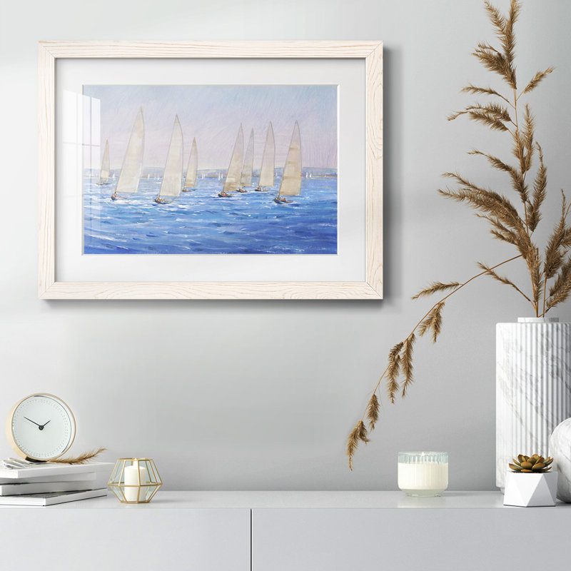 " Sailing Event II " Painting Print, White, 28" H x 42" W x 1.5" D