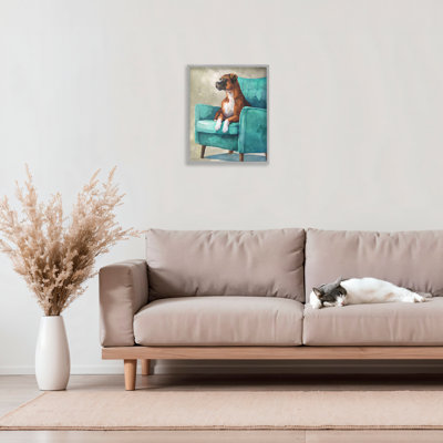 Majesty Boxer on Armchair Framed Giclee, design by George Dyachenko