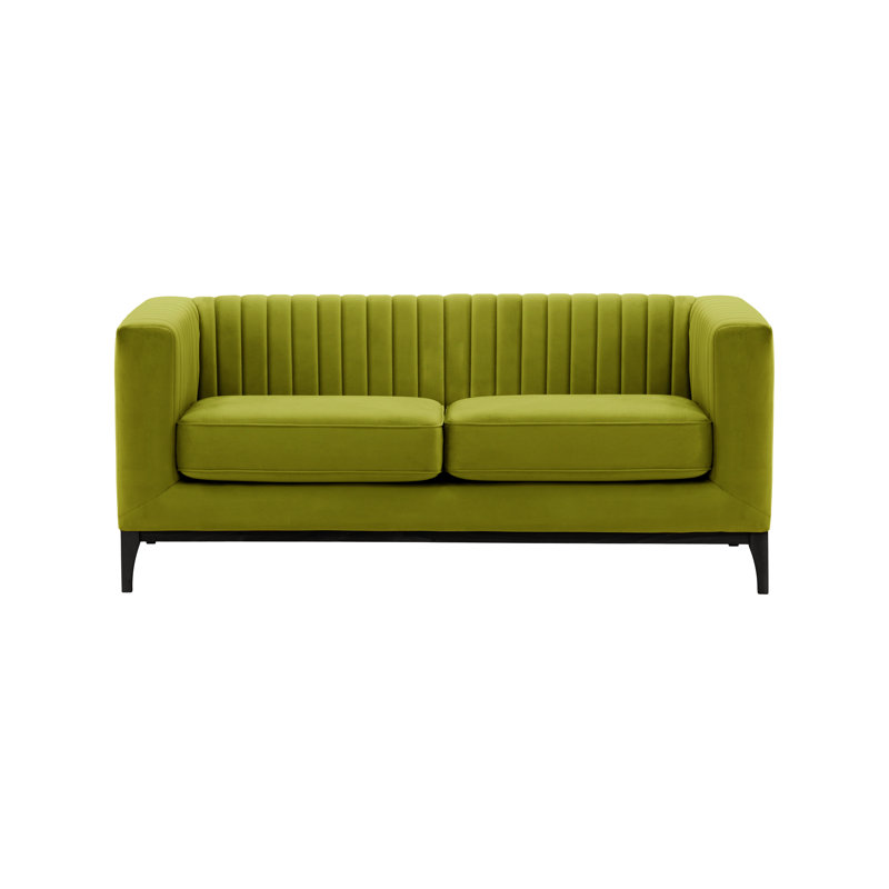 Buie Velvet Sofa, Olive Green, Black